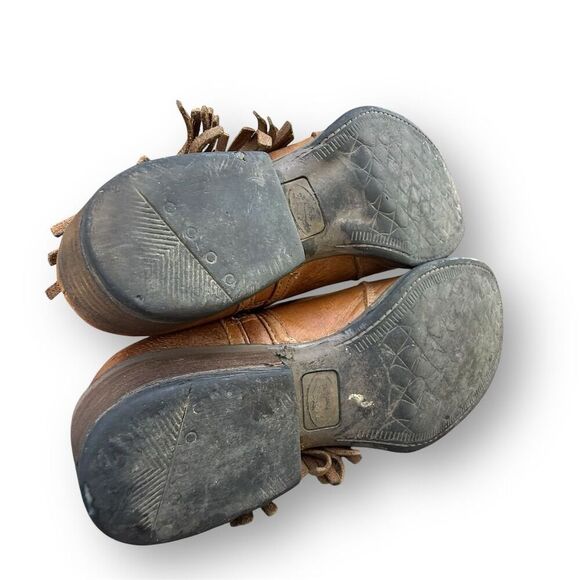 Sterling River Women's Brown Leather Fringe Ankle Cowboy Boots Size 6 - Picture 11 of 13